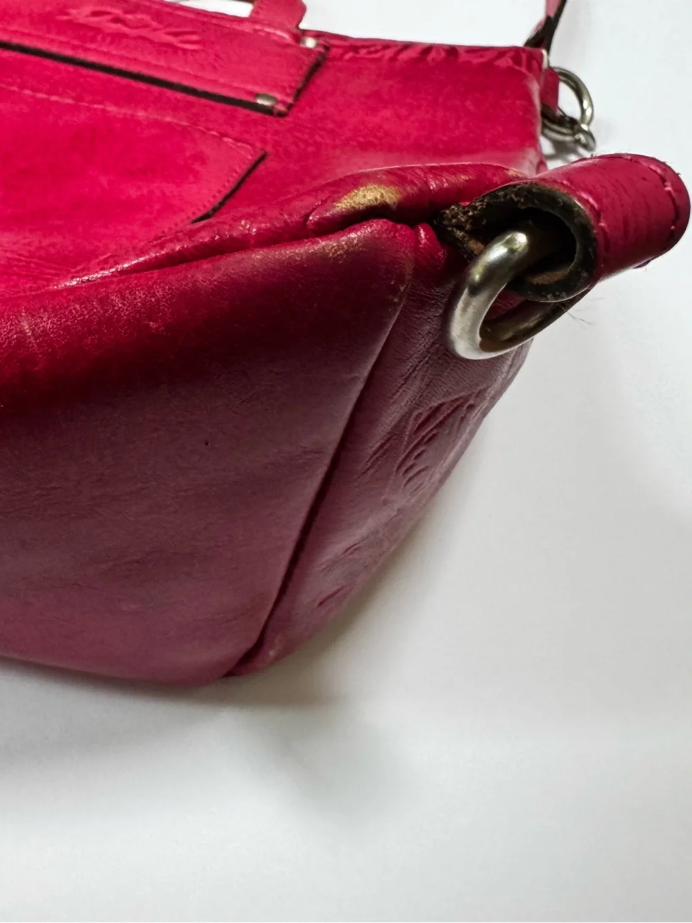 Patricia Nash Pink Black Luzille Tooled Emboss Leather Bag Convertible Backpack